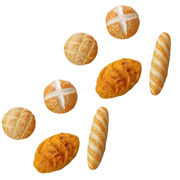 8Pcs 1/12 Miniature Bread Dollhouse Decoration Accessories,4 Different Types of Bread for Miniature Food Dollhouse,Resin Mix Bakery Bread Mini House