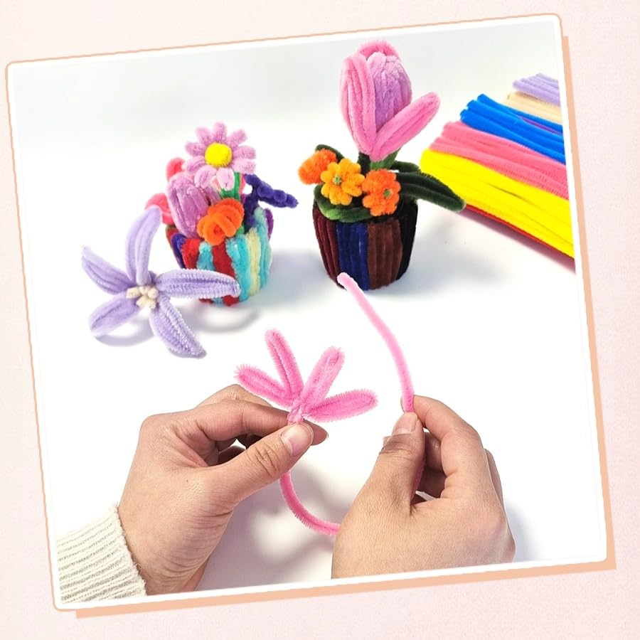 200pcs Pipe Cleaners, Glitter Gold Pipe Cleaners Craft Supplies,Thick Chenille Stems Fuzzy Wire Sticks Holiday Decorations and School Supplies