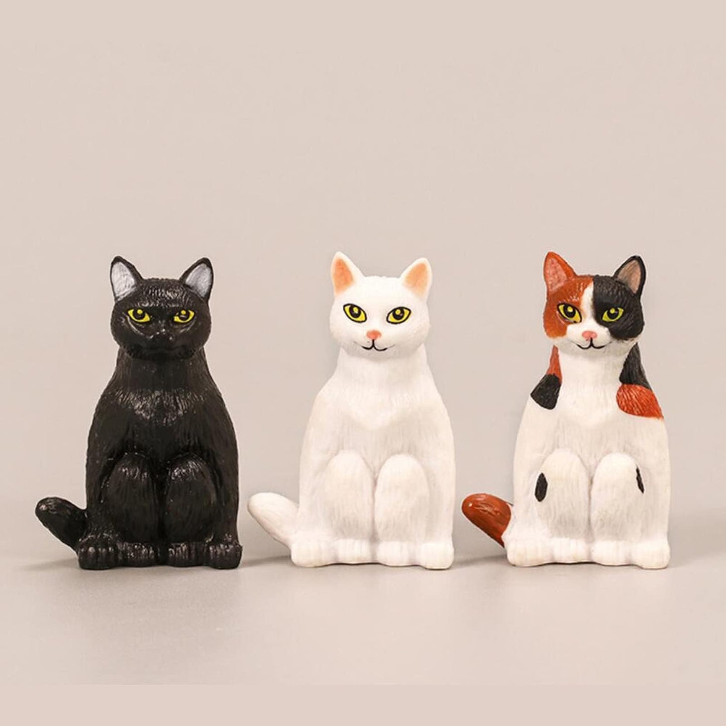 BYTERT Cat Figurines Playset, 6 Pcs Realistic Detailed Cat Figures Cat Cake Topper Figures Fairy Garden Miniature Cat Figurines Collection Playset