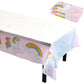 BLUE PANDA Unicorn Tablecloths - 3-Pack, 54 x 108 in, Pink & White Rectangular Plastic Disposable - Birthday Decoration & Rainbow Unicorn Party Table