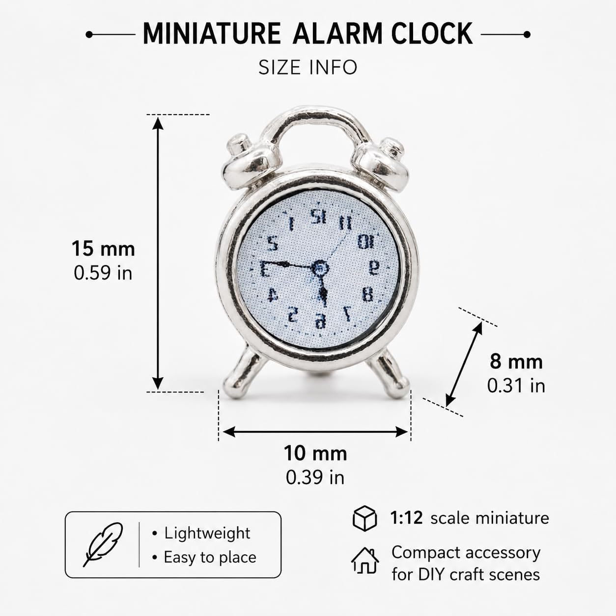Miniature Alarms Dollhouse Decoration Accessories, 1/12 Scale, 1:12 Scale Miniature Scene Dollhouse Ornaments Decorative Accessory,Clock for DIY Craft