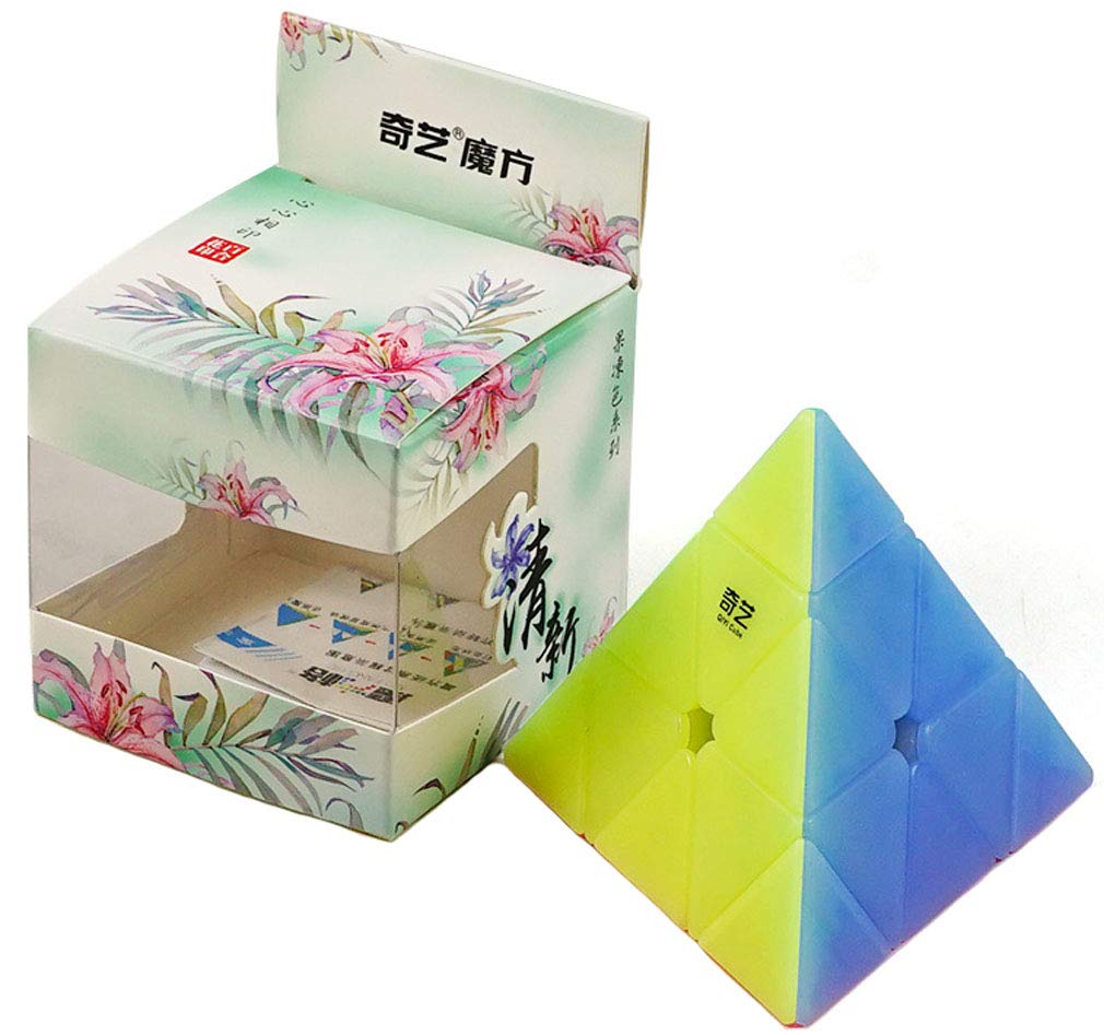 QIYI Jelly Pyramid Speed Cube 3X3 Transparent Triangle Magic Cube Puzzle