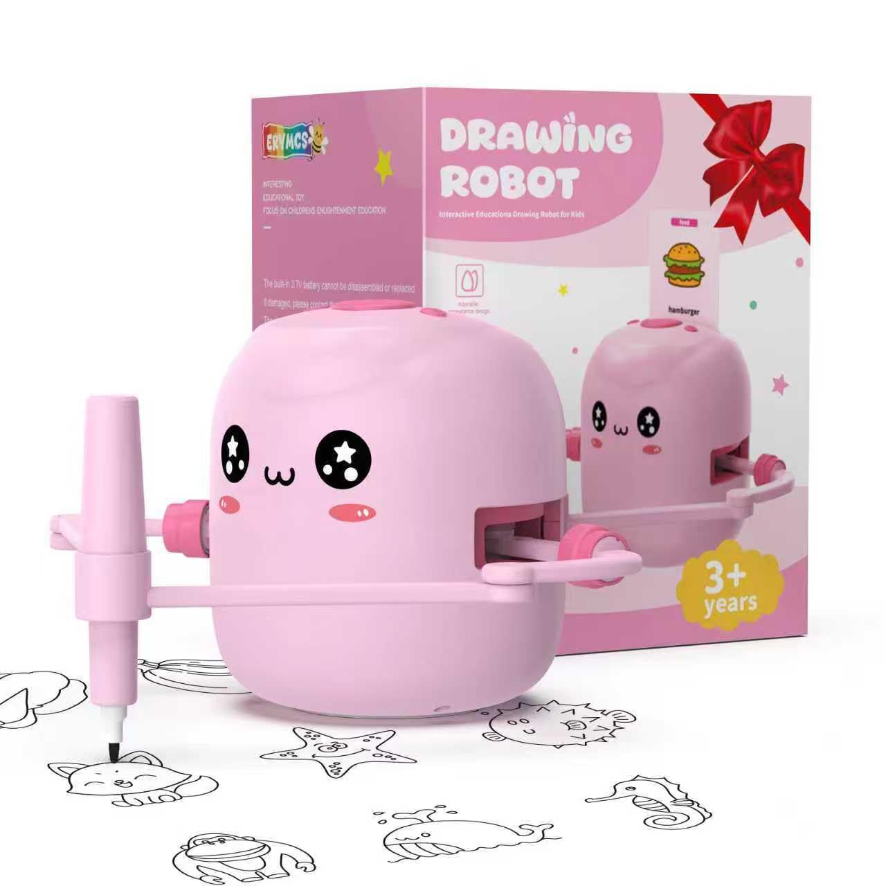 Drawing Robot for Kids, Voice Interactive Educational Drawing Robot, Montessori Painting Learning Toys with 150 Cards, Christmas Birthday Party Gift