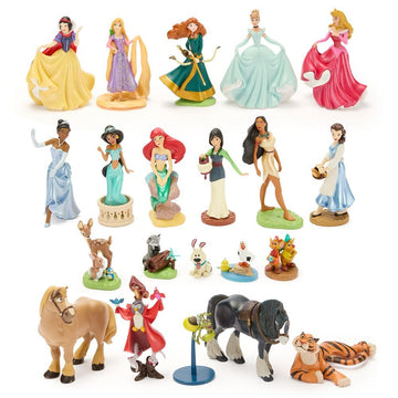 Disney Store Official Disney Princesses & Furry Friends Mega Figure Set - 20 Fully Sculpted Figurines - Includes Snow White, Cinderella, Aurora, Belle