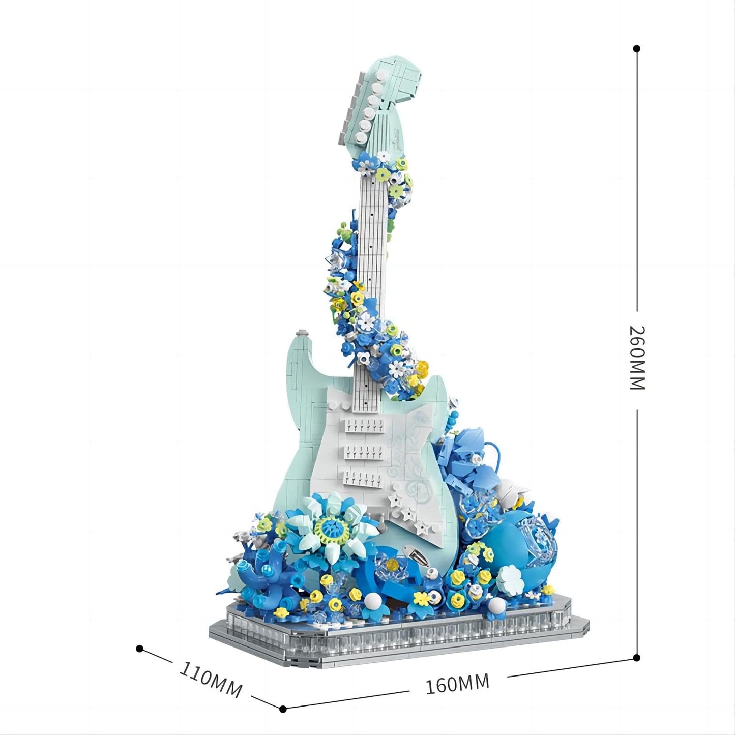 Conlinktion Flower Bouquet Guitar Building Blocks Set, 1125PCS Music Instruments Guitar Bricks Set, Gifts for Adults and Kids (bass)