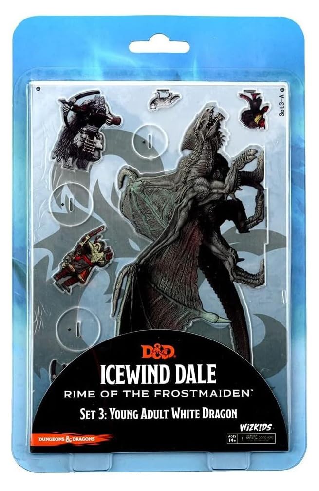 WizKids D&D Idols of The Realms: Icewind Dale Rime of The Frostmaiden - Young Adult White Dragon - 2D Set