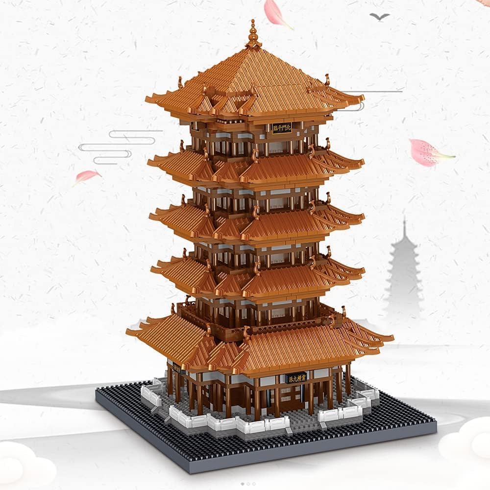 JOMIOD Chinese Architecture Micro Building Blocks Set, 4748 Pieces Yellow Crane Tower, World Famous Architecture Collectible Model Building Kit