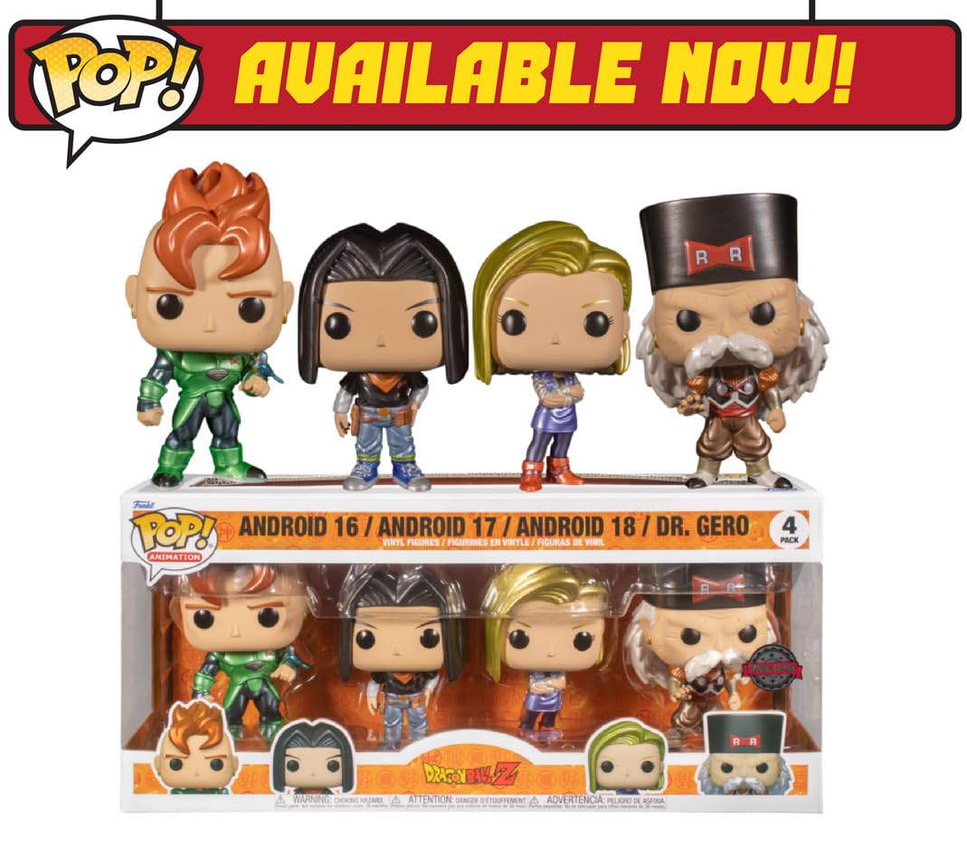 Funko Pop! Animation: Dragon Ball Z - Android 16-4PK - Collectible Vinyl Figure - Gift Idea - Official Products - Toys for Kids and Adults - Anime