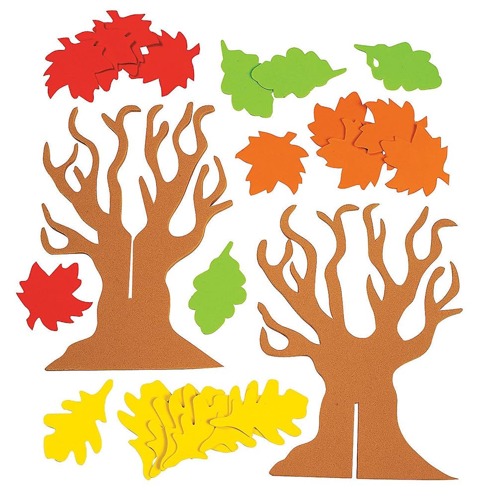 Fun Express Standing Tree of Thanks Craft Kit Makes 12 - Thanksgiving DIY Fall Crafts for Kids Ages 3-5, 4-8 | Gratitude Tree Foam Art Projects