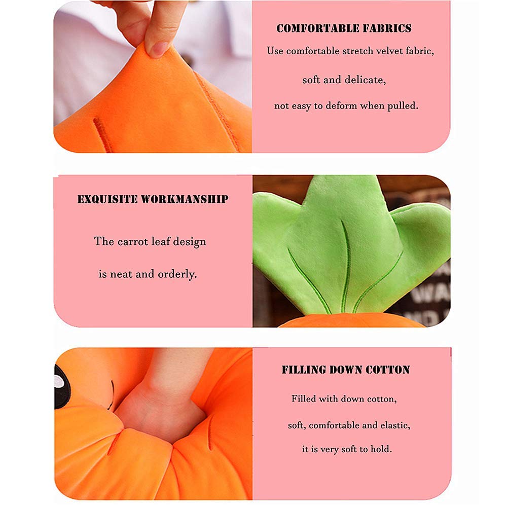 XIYUAN 27.5" Carrot Plush Toy Soft Carrot Hugging Pillow Cute Expression Stuffed Doll Toy,Plush Vegetable Pillows Throw Pillow Plush Pillow for Kids