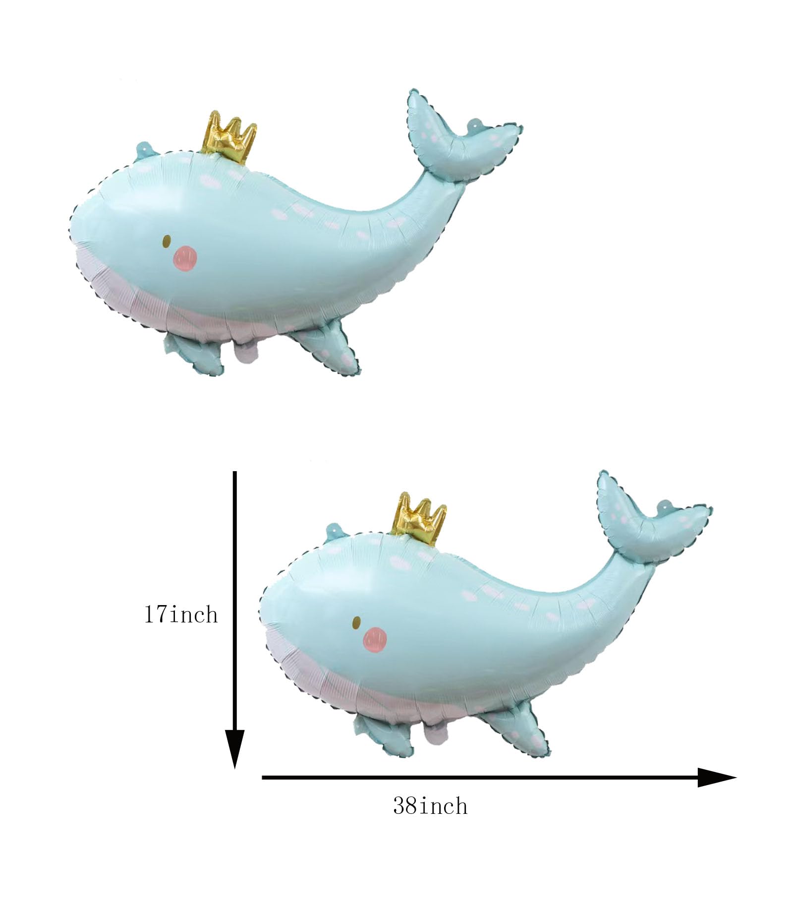 2PCS Cute Whale Shape Giant Foil Balloon Blue Whale Balloons For Ocean Animal Under The Sea Party Decoration