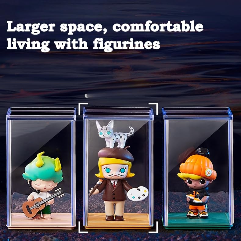 Clear Figure Display Case 3x3x4.5 inch Small Acrylic Figurine Storage Box Showcase for Collectibles Minifigure Mini Dolls Toys Organizer