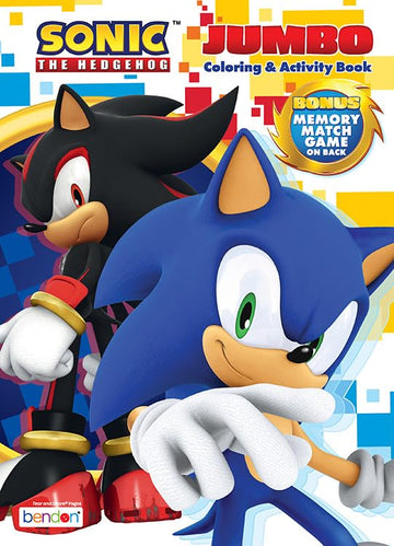 Bendon Sonic the Hedgehog Coloring Book | Sonic Coloring Book | Jumbo Activity Book | Sonic Memory Match Game Bonus | Multicolor