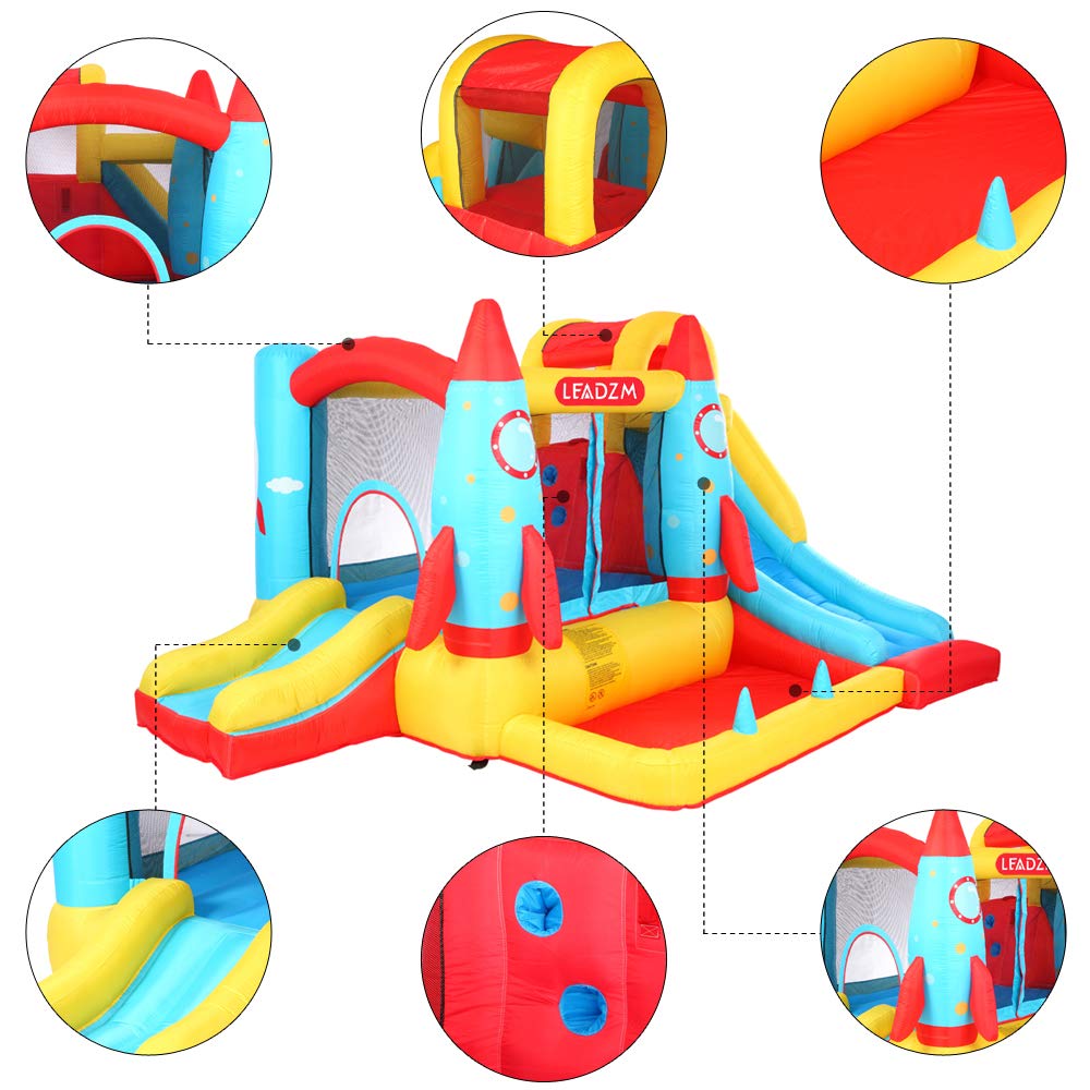 DREAMVAN Inflatable Bounce House with 450W Air Blower(Rocket Castle)--Jumping Area 60" 55" -- 420D Oxford Cloth 840D Oxford Cloth Jump Surface