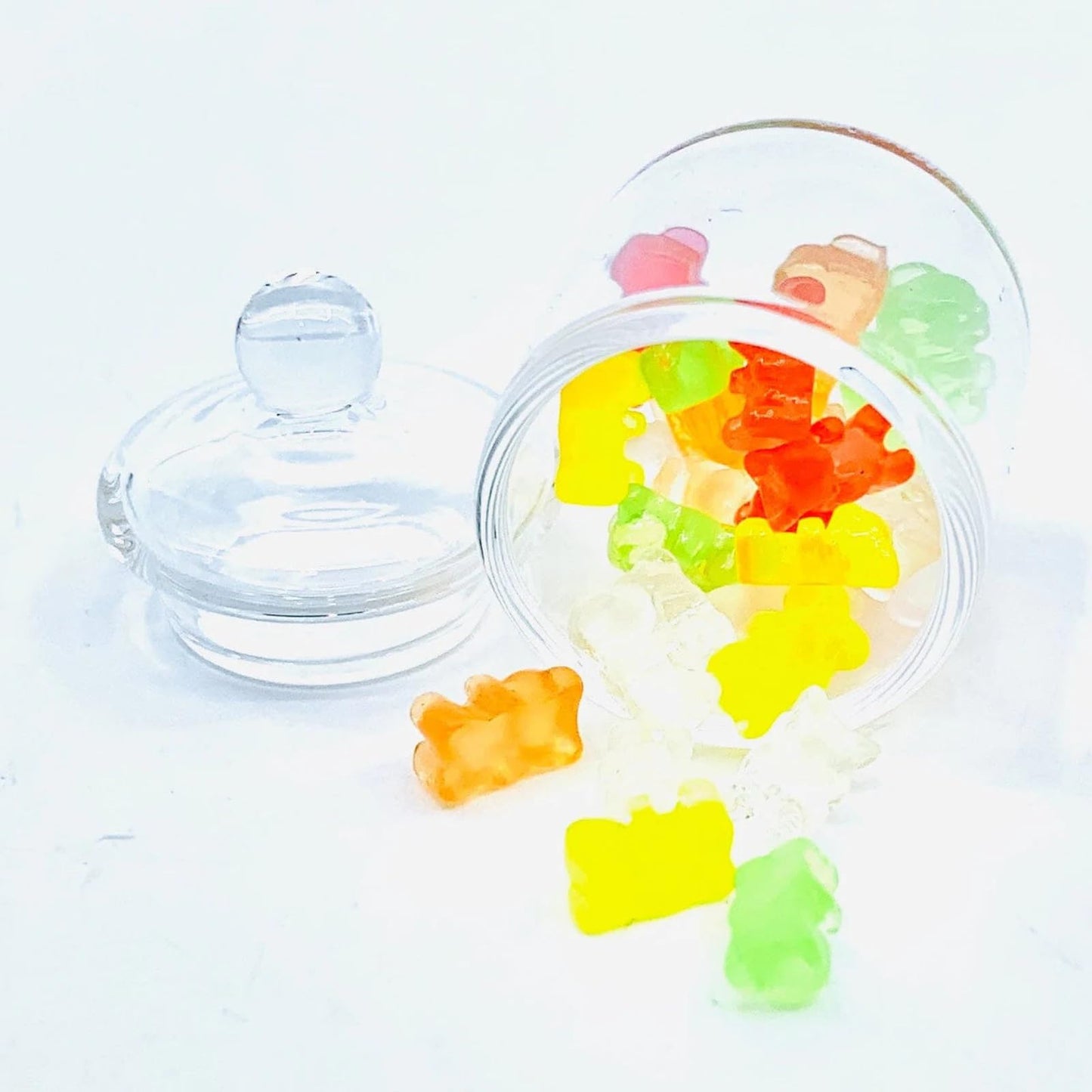 Miniature Glass Jar with 10 pcs Miniature Gummy Model, Tiny Gummy Glass Jar, Dollhouse Mini Glass Jar, 1:12 Scale, for Dollhouse Miniature, Fairy