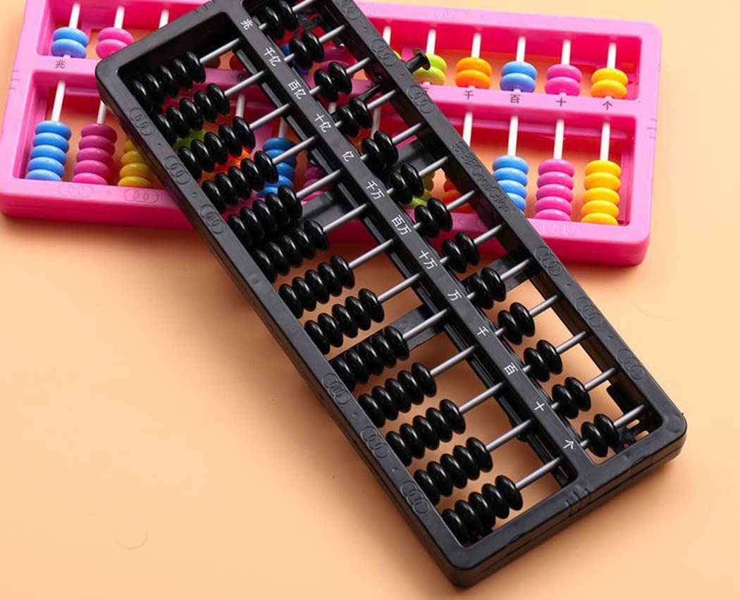 Abcsea 1 Piece Abacus 13 Digits, Chinese Vintage, Wooden, for Arithmetic Mathematic Education, black