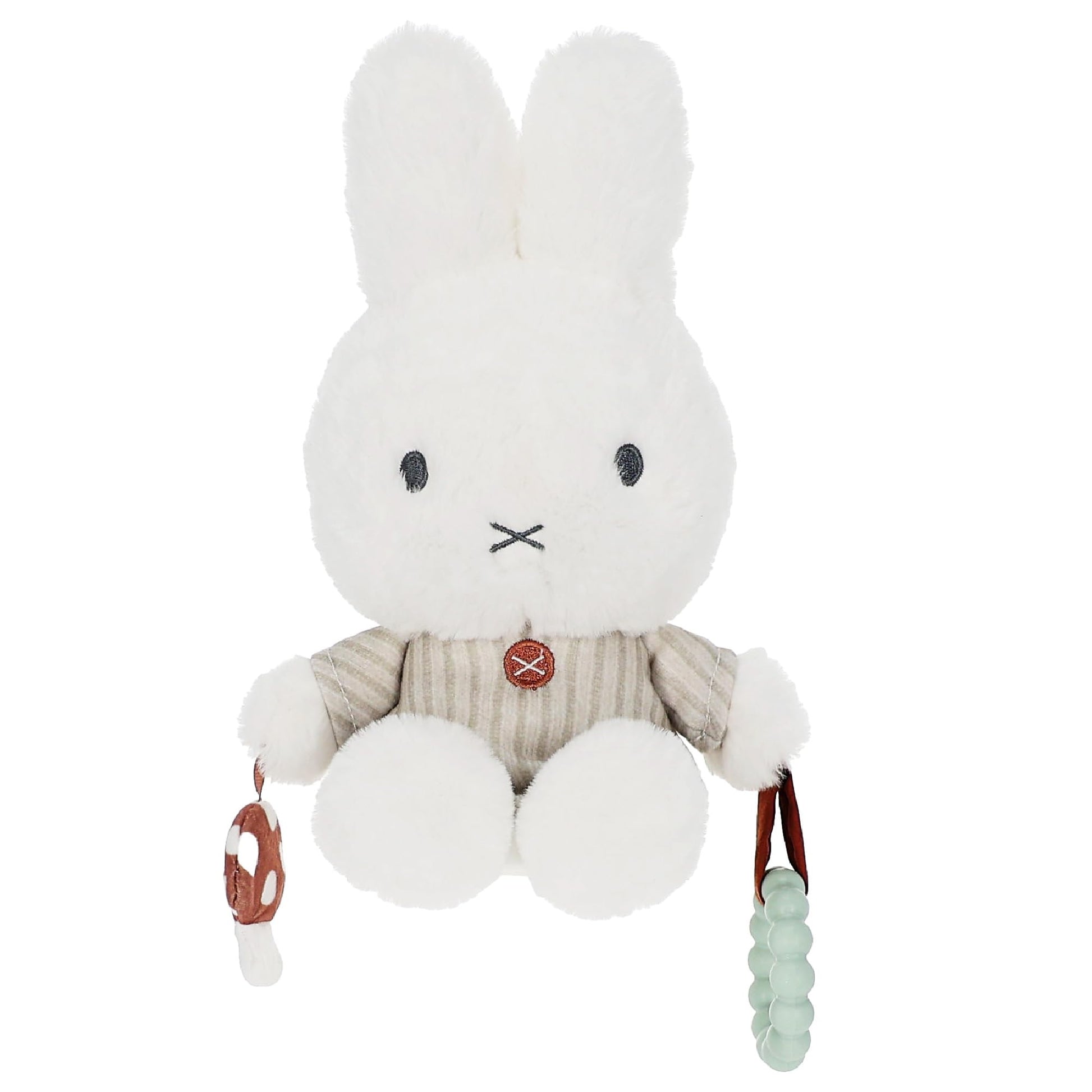 Kids Preferred Miffy Baby Ragdoll Activity Toy - Super Soft Fabric, Teether Ring, Crinkle & Rattle, On-The-Go Clip, Ages 0 Months and up, 10 inches