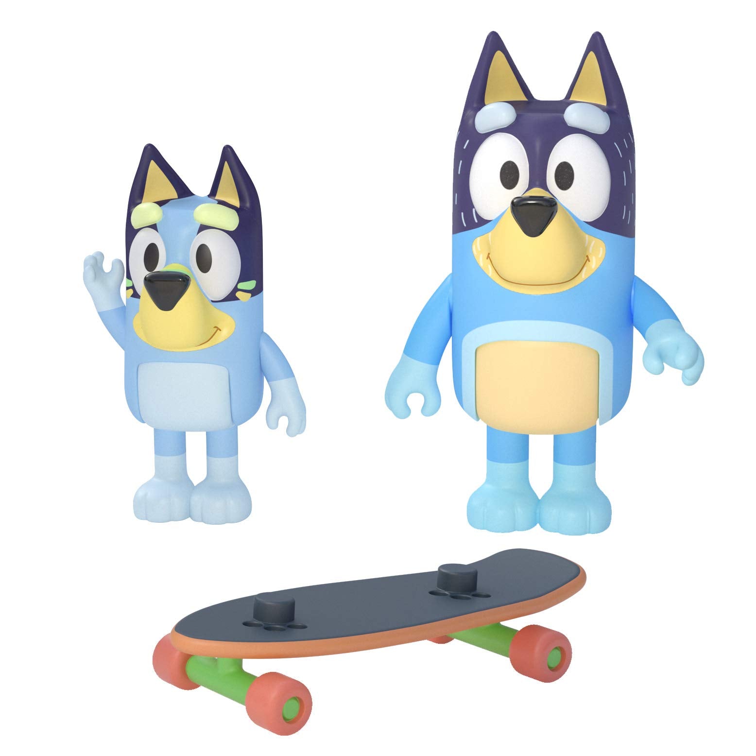Bluey - Skateboarding 2.5" & Dad 3.27" Figures - 2 Pack, Multicolor (13042)