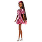 Barbie Deluxe Style Doll #6 in Metallic Coral Pink Dress with Bubble Hem, Black Hair in Ponytail, Accessories Like Sunglasses, Jewelry and Handbag