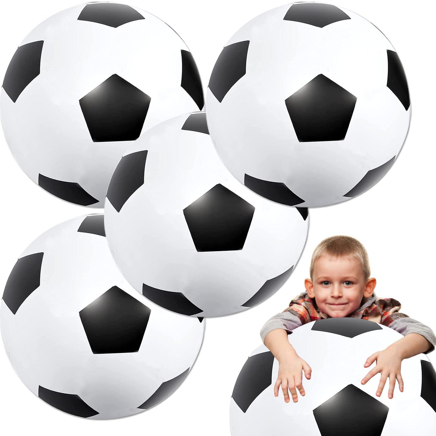 4 Pack Giant Inflatable Soccer Ball 27 Inch Large Beach Balls Bulk Toys