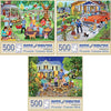 Bits and Pieces - Value Set of Three Jigsaw Puzzles for Adults - Artistic Puzzle Collection by Sandy Rusinko - Colorful Challenging Jigsaws