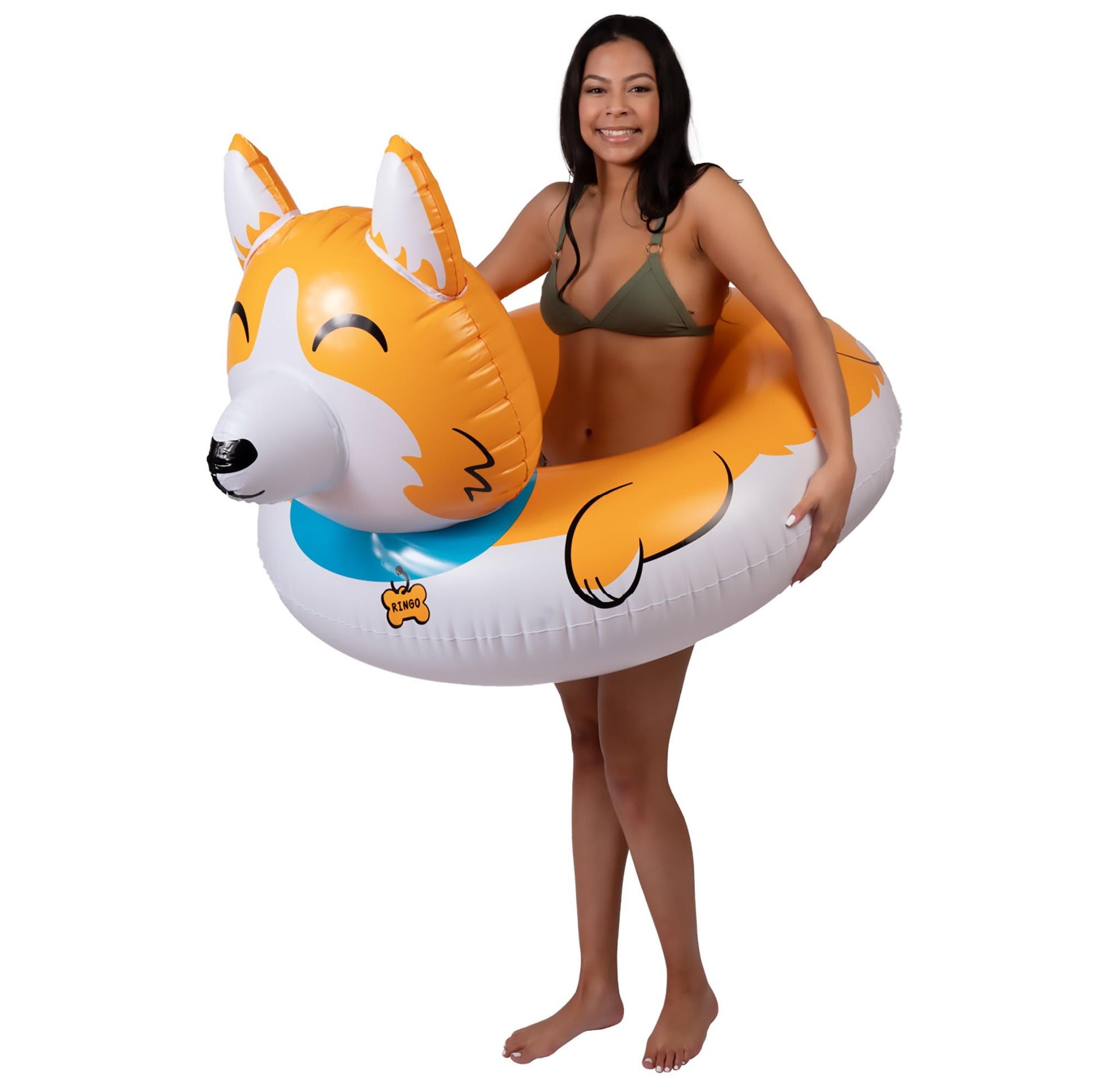 Giant Corgi Pool Float, Large Inflatable Animal Ride-in, Novelty Pool Party Lounger for Outdoor Summer Fun
