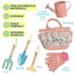 Gardening Set, Tool Kit, for Kids, STEM, Includes Tote Bag, Spade, Watering Can, Rake, Fork, Trowel and Gloves (Petal)