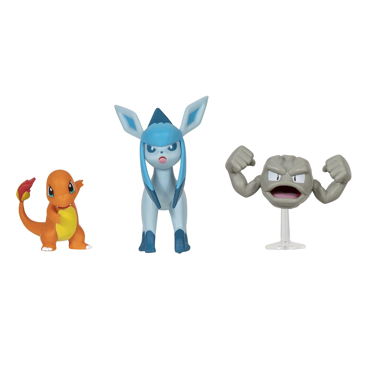 Pokémon PKW2808 Battle Figures Set - Small Stone, Glumanda, Glaziola - Official Detailed Figures, 5 cm Each