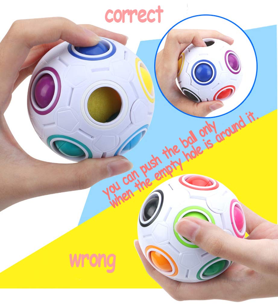Magic Rainbow Ball Puzzle Fidget Stress Relief Ball Brain Teasers Games 12Holes