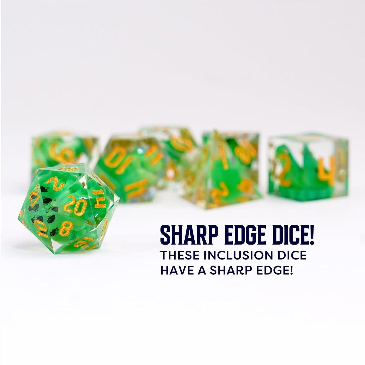 FanRoll Sharp Edge Resin DND Dice Set: Frog Dice, Role Playing Game Dice for Dungeons and Dragons