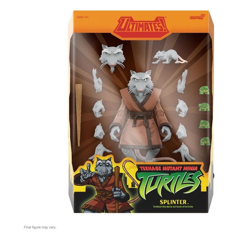 Super7 ULTIMATES! Teenage Mutant Ninja Turtles Splinter - 7" TMNT Action Figure with Accessories - Classic Cartoon Collectibles and Retro Toys
