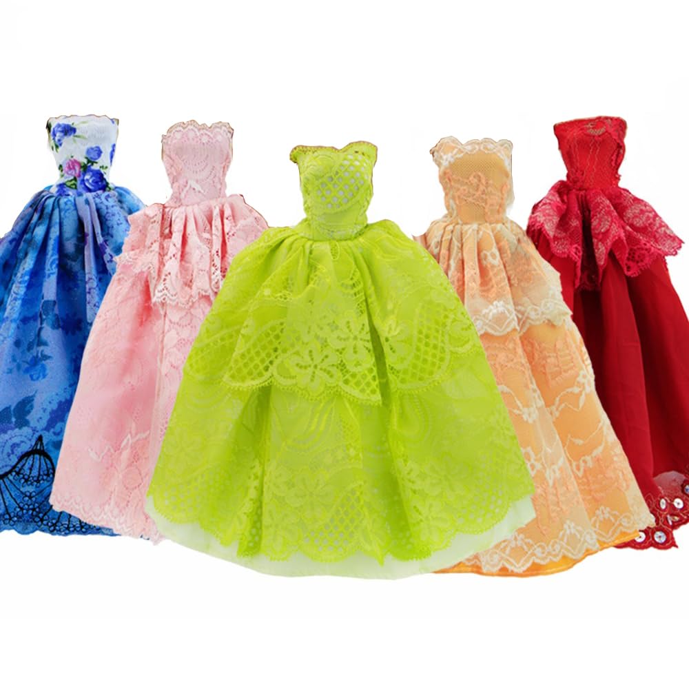 GIETIOS 5Pcs Handmade Clothes Dress for Doll Wedding Party Dresses Gown Outfit Costume Suit for 11.5 inch Dolls Random Style