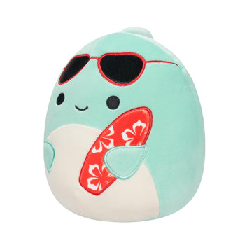 Squishmallows 7.5" Perry Teal Dolphin Plush Toy with Sunglasses and Surfboard
