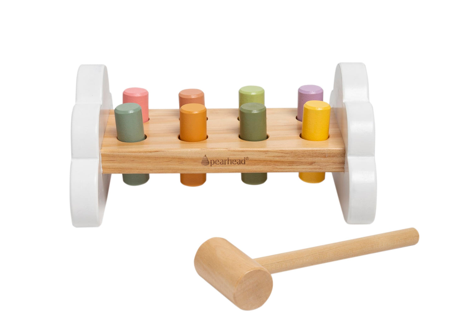 Pearhead Montessori Hammer Bench, Wooden Pounding Toy for Toddlers