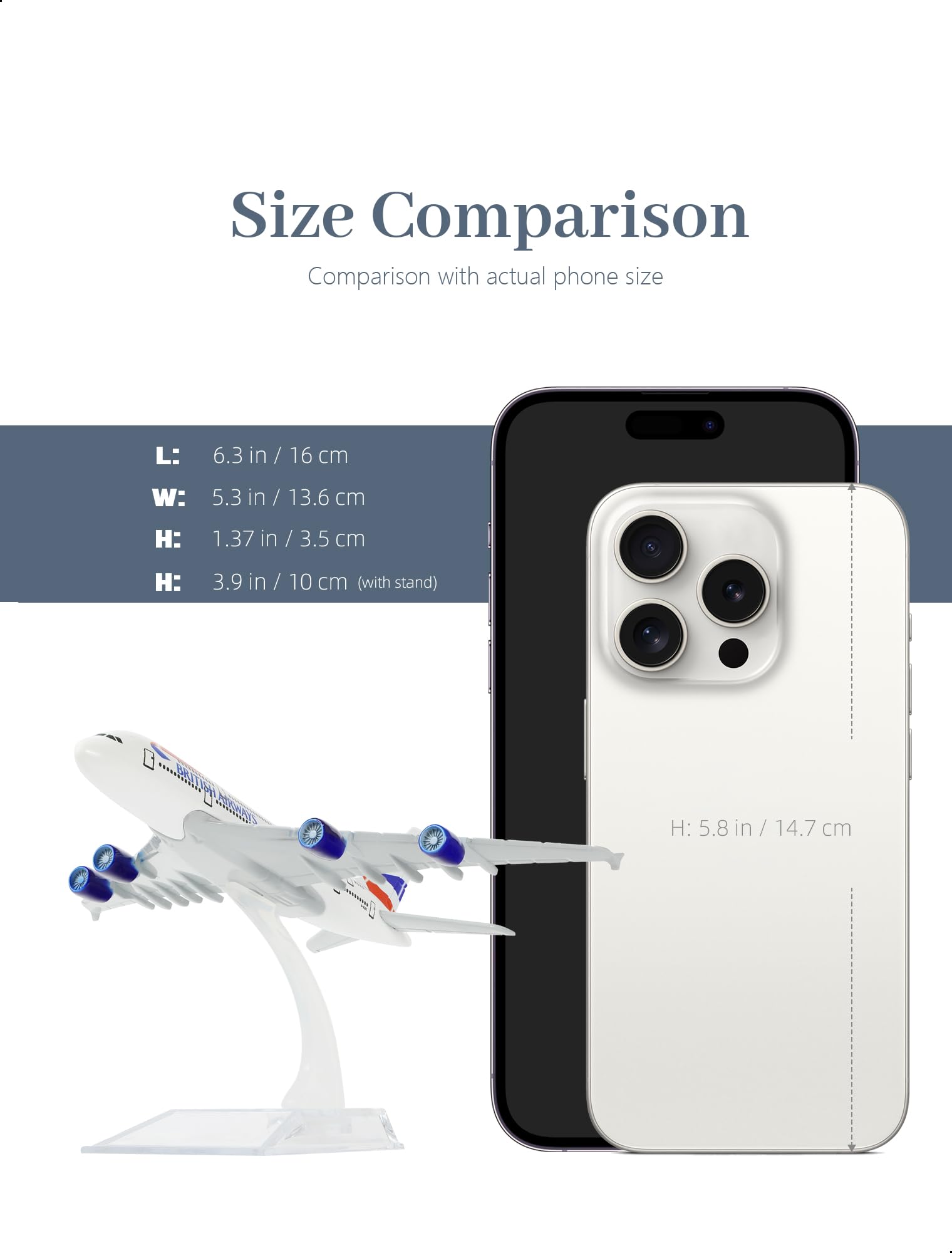 QIYUMOKE 1/400 Scale Compatible for British A380 Model Plane (15cm L) Diecast Metal Airplane Model with Display Stand for Adult Mini Aviation