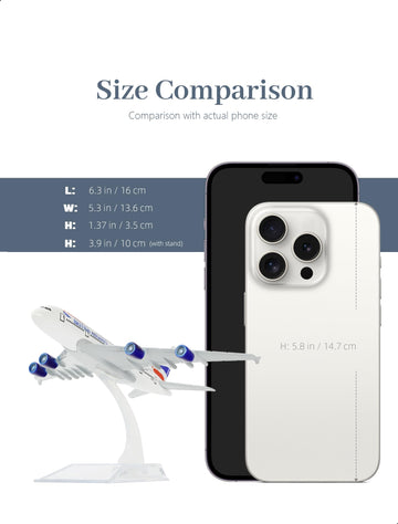 QIYUMOKE 1/400 Scale Compatible for British A380 Model Plane (15cm L) Diecast Metal Airplane Model with Display Stand for Adult Mini Aviation