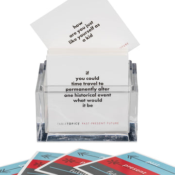 TableTopics Past Present Future - 135 Thought Provoking Conversation Cards. Gifts for Men, Women, Grandparents, Professional - Celebrate The Past