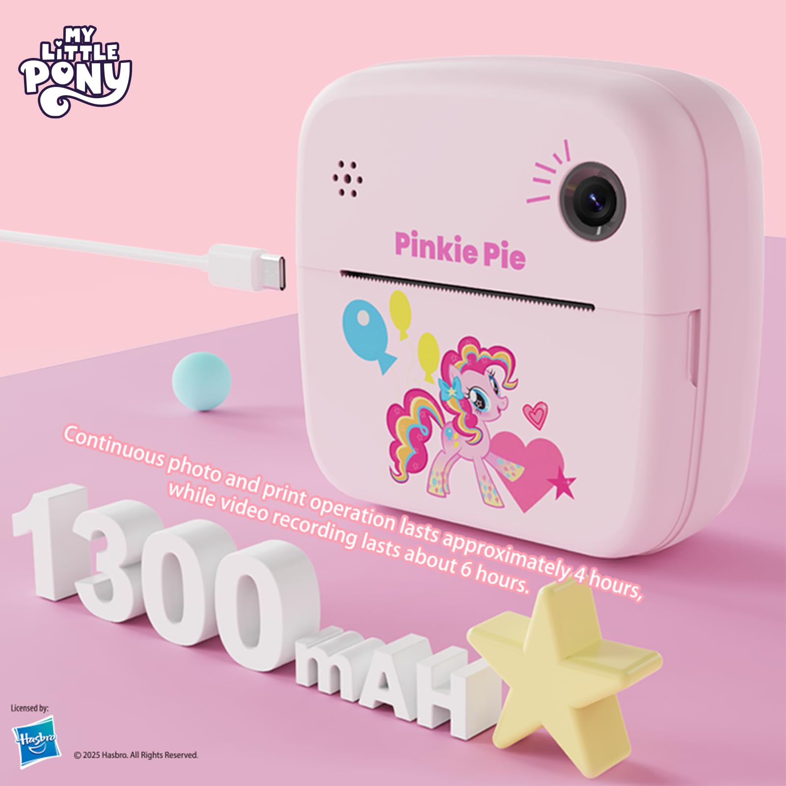 My Little Pony Rainbow Series Children Print Camera, Polaroid Camera for Kids, Instant Print Kids Camera, Digital Toy Camera for 3-12 Year Old