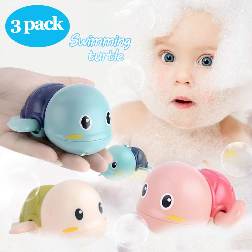 Baby Bath Toys-Wind up Turtle Bathtub Toys,Toy for Babies 6-12 Months Floating Swimming Turtles for Boys Girls,Baby Shower Bathtime Fun Pool Toys