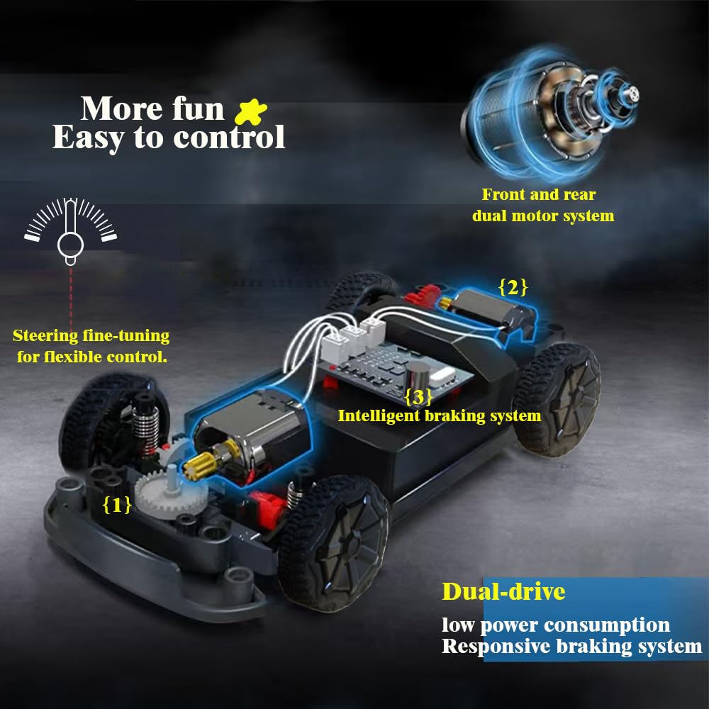 Powvan Cyber Electric Car Remote Control Truck Cyber Style Truck 1/16 RC Race Vehicle 2.4Ghz Double-Battery Four-Way All-Terrain 12mph Drift Car