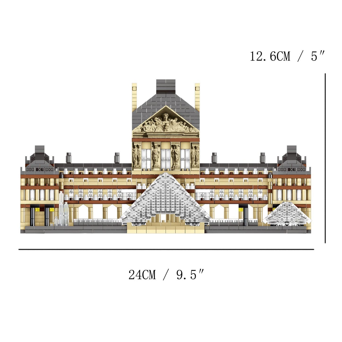 TzFioy Louvre Museum Paris Micro Brick Building Set (3377 Pieces) - Landmark Model Educational Toy Gift for Kids and Adults