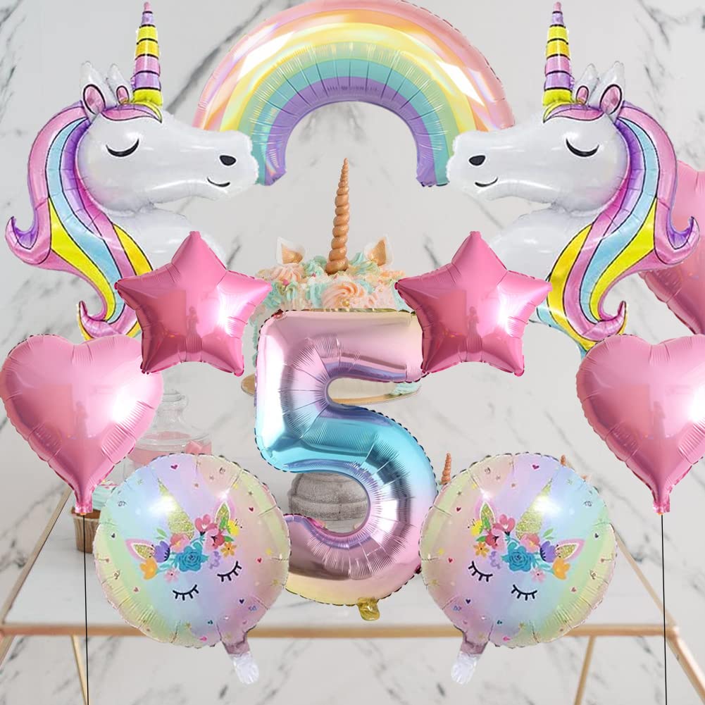 Unicorn Balloons Unicorn Birthday Party Decorations for Girls Foil Balloons Set Macaron and Rainbow Balloon Wedding Baby Shower Party Supplie (number