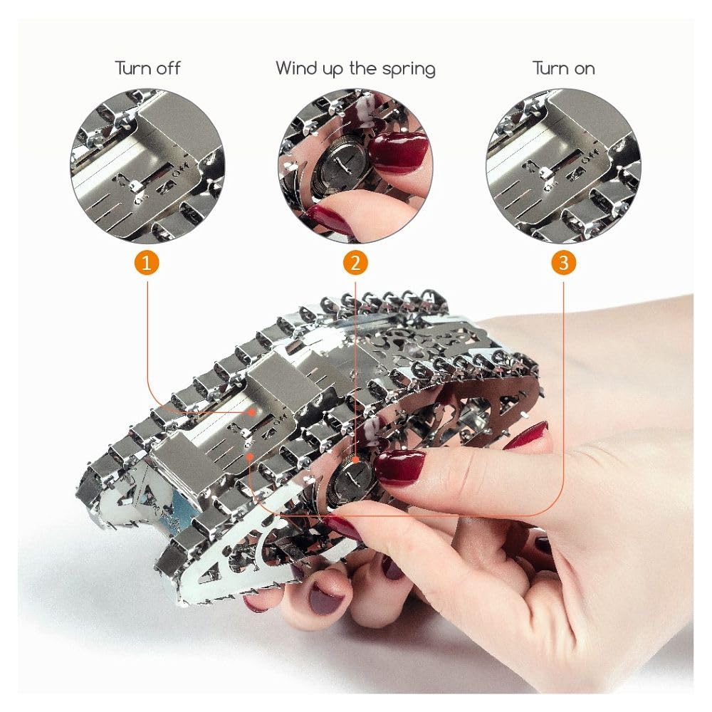 Marvel Steampunk Dieselpunk Scale Model 3D Puzzle for Adults - Metal DIY Kit - Collectible Construction Set of a Moving Wind-Up Tank