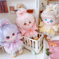 niannyyhouse 20cm Plush Doll Clothes Loose Solid Color Dress Headwear Soft Stuffed Plush Toy Dress Up Accessories (Yellow)