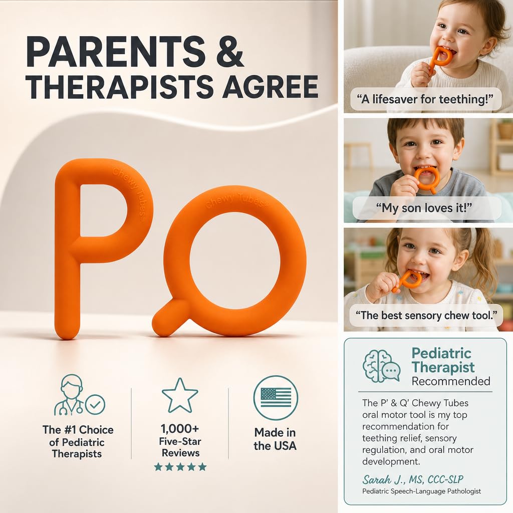 Chewy Tubes P & Q Oral Motor Chew Tool, Latex-Free, Teething & Sensory