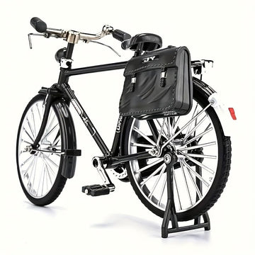 Veloshine Mini Vintage-Style Alloy Bicycle Model, Classic Black Figurine, Desktop Ornament, Manual Assembly, for Friends, Family