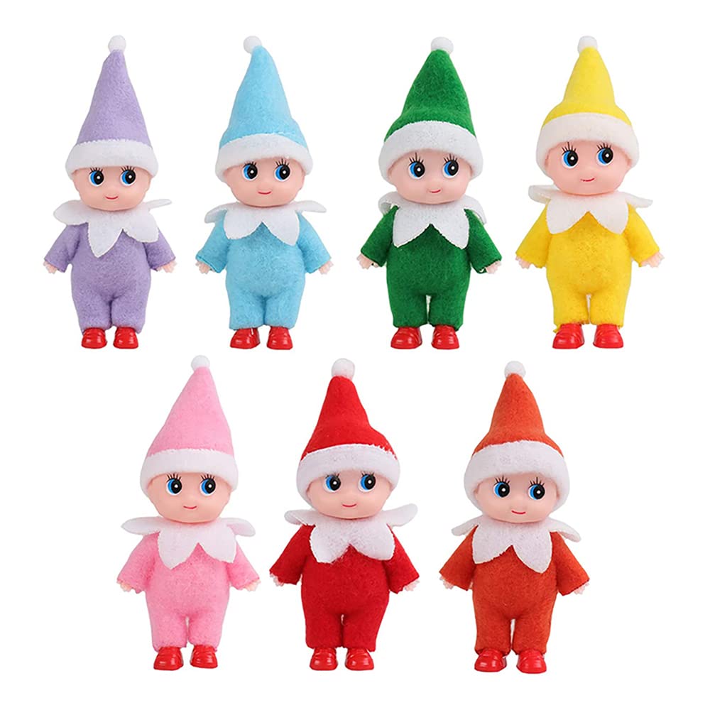 JHBEMAXS Kawaii Mini Baby Elf Dolls Tiny Plush Toys Shelf Decoration for Kids Adults (Blue)