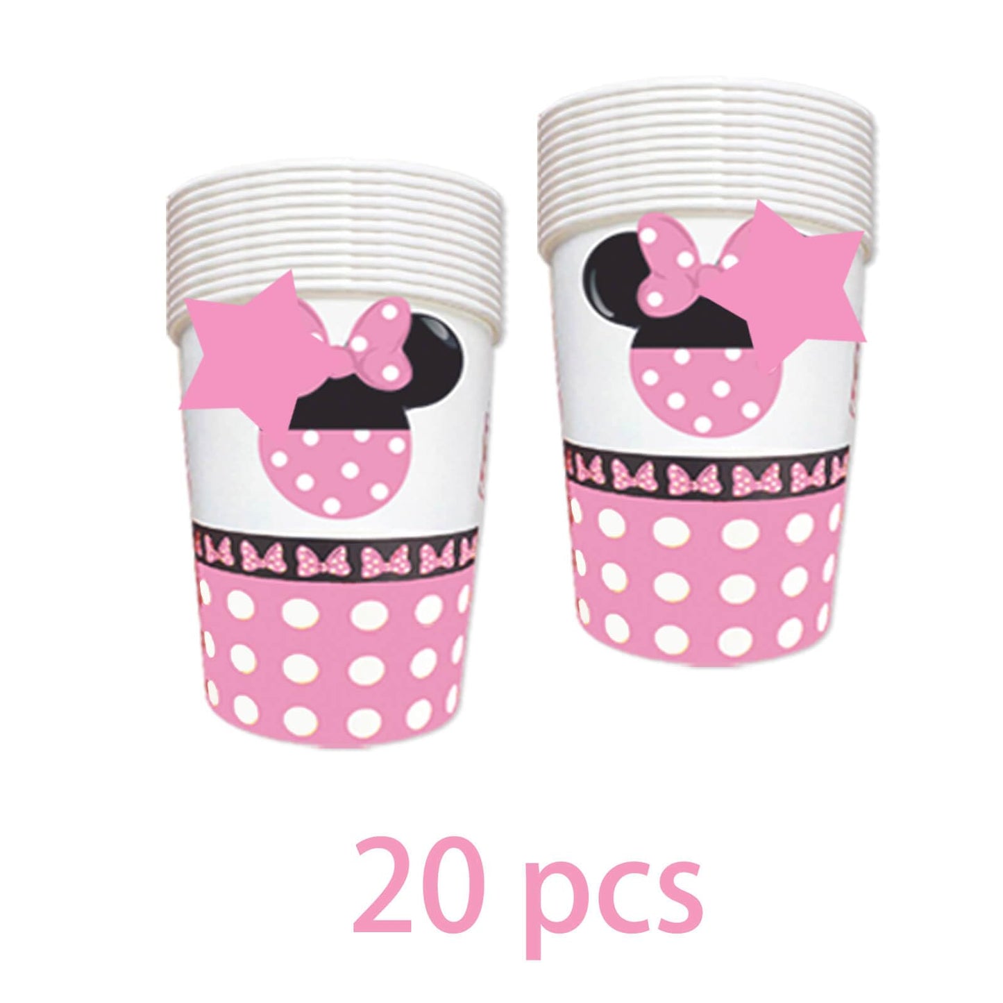 117 Pcs Pink Cartoon Party Dessert Plates Napkins Forks Tablecloth Cups Birthday Banner Tablecovers for Baby Shower Girls 1st 2nd 3rd 4th 5th Birthday