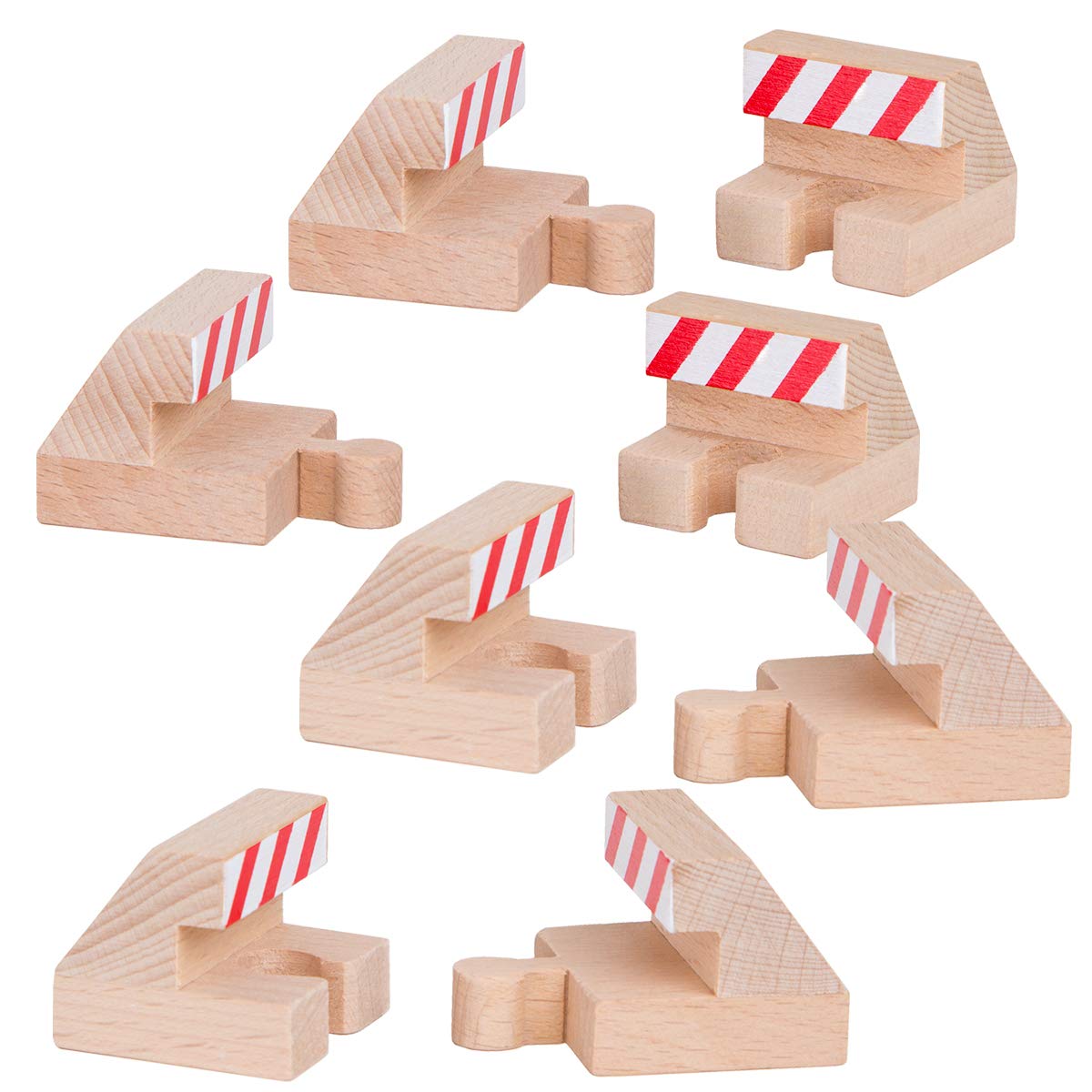 ORBRIUM 8 Piece Wooden Train Track End Bumper Buffer Stop Wooden Train Tracks Accessories Set Compatible with Thomas the Tank Engine, Brio, IKEA