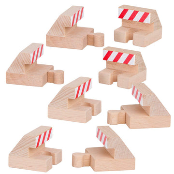 ORBRIUM 8 Piece Wooden Train Track End Bumper Buffer Stop Wooden Train Tracks Accessories Set Compatible with Thomas the Tank Engine, Brio, IKEA